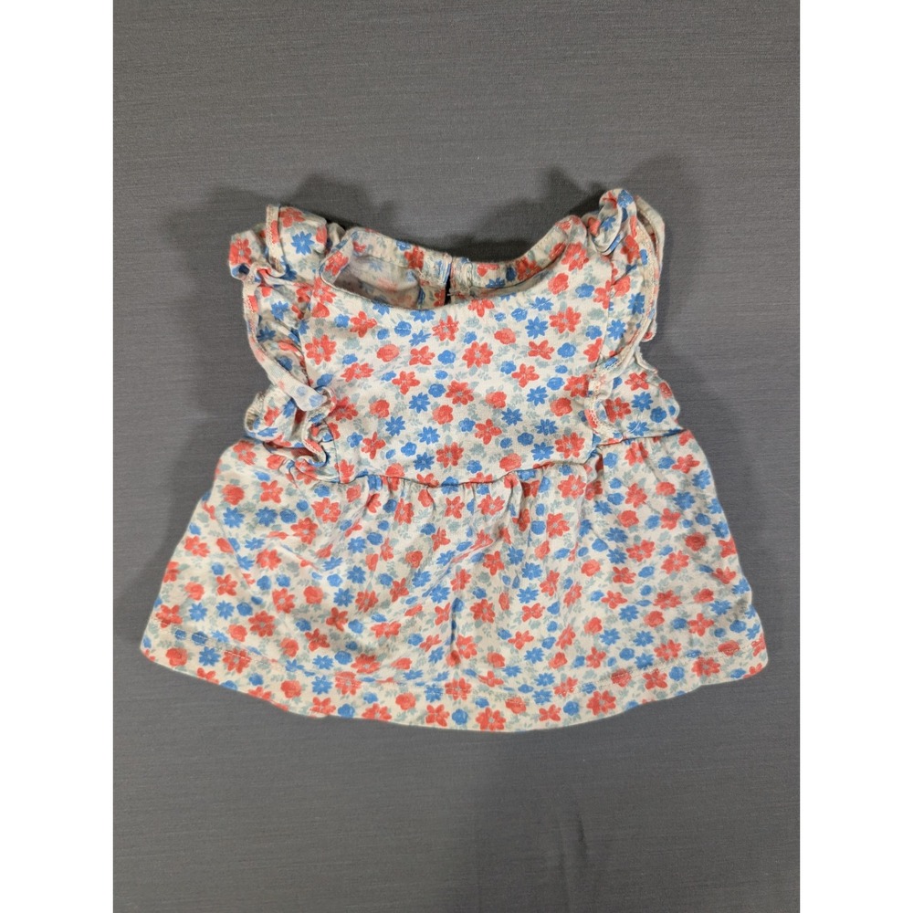 Carters Baby Girl Floral Ruffle Top Red Blue White Cotton 3 Months GCL127359